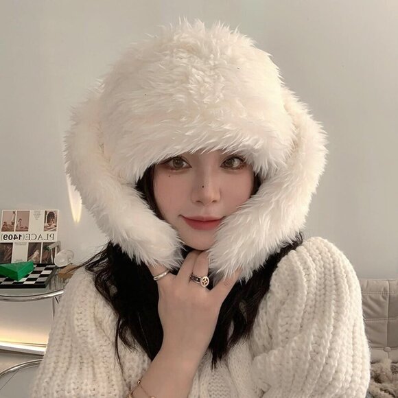 Women Men Plush Bunny Beanie Hat Winter Cap Cute Rabbit Ears Fluffy main image 6